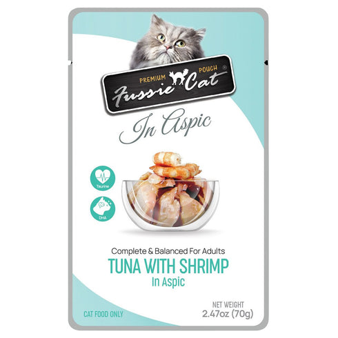 Fussie Cat Tuna Shrimp in Aspic Pouch Wet Cat Food 2.47oz - Poudre Pet and Feed Supply