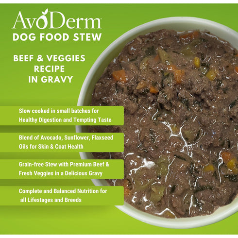 AvoDerm Grain-Free Wet Dog Food - Beef with Vegetables Stew- 13oz Can