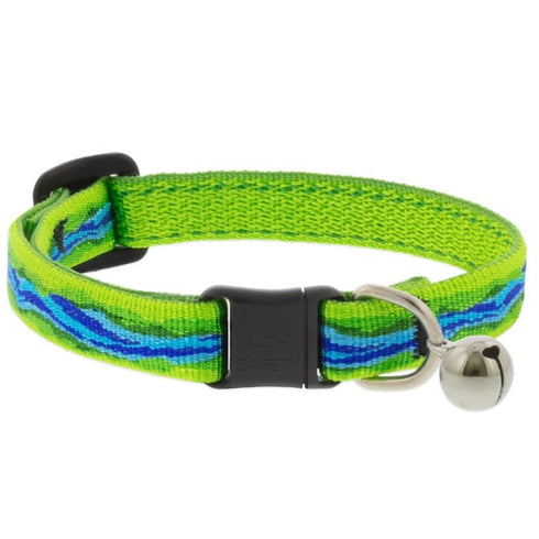 Lupine MicroBatch Safety Cat Collar 1/2" x 8"-12" Blue River with Bell - Poudre Pet & Feed Supply