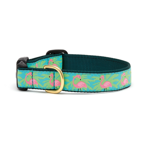 UP COUNTRY Flamingo Adjustable Collar for Dogs, L, 1'x15"-21" - Poudre Pet and Feed Supply