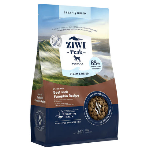 Ziwi Peak Steam-Dried Dog Food - Beef & Pumpkin - 3.3lb Bag