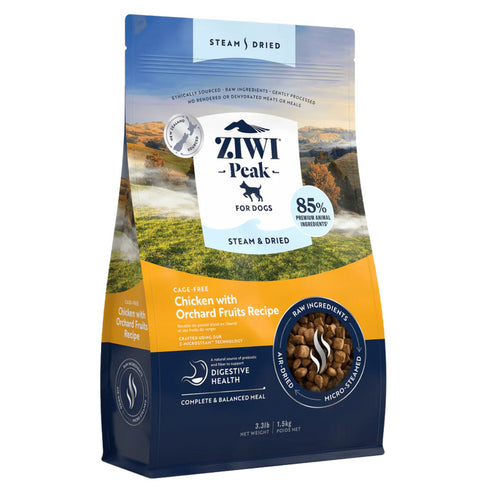 Ziwi Peak Steam-Dried Dog Food - Chicken & Orchard Fruits - 3.3lb Bag