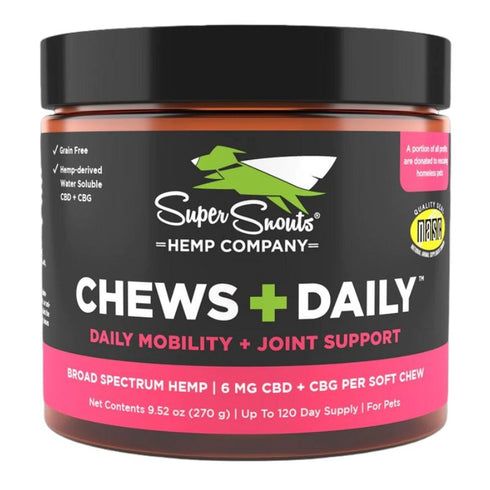 Super Snouts Chews Daily Mobility Joint Support CBD/CBG Soft Chews 6mg 60Ct - Poudre Pet & Feed Supply