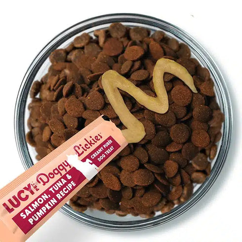 Lucy Dog Doggy Lickies Salmon Tuna & Pumpkin Dog Treats 8pk 4oz - Poudre Pet & Feed Supply 3