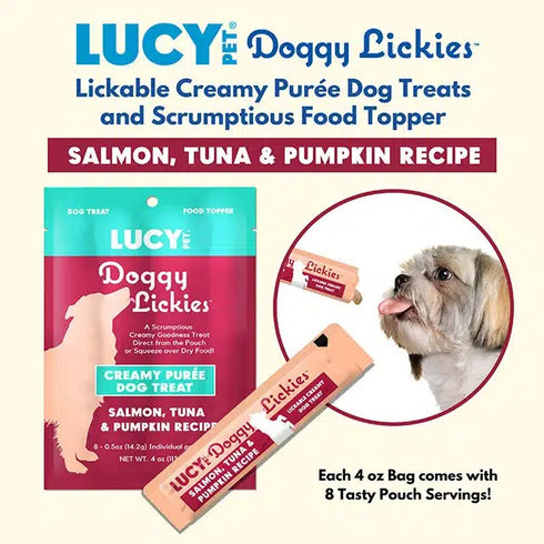 Lucy Dog Doggy Lickies Salmon Tuna & Pumpkin Dog Treats 8pk 4oz - Poudre Pet & Feed Supply 5