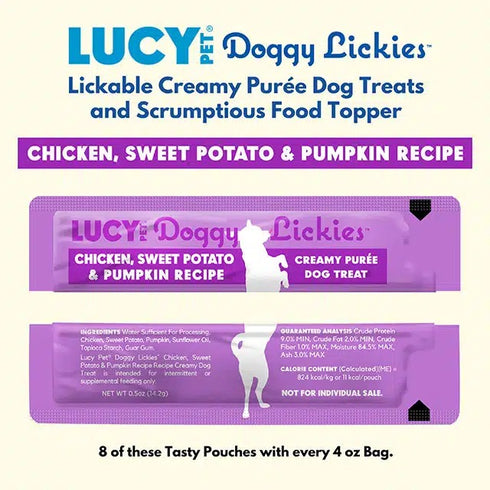 Lucy Pet Doggy Lickies Chicken Sweet Potato & Pumpkin Dog Treats 8Pk 4oz - Poudre Pet & Feed Supply 6