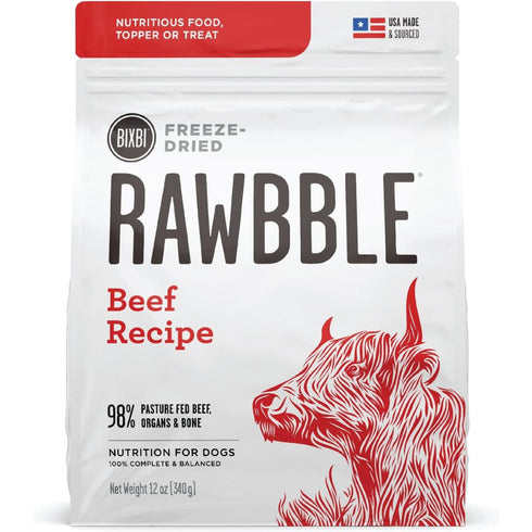 Bixbi Rawbble Freeze-Dried Beef Dog Food 12oz - Poudre Pet & Feed Supply