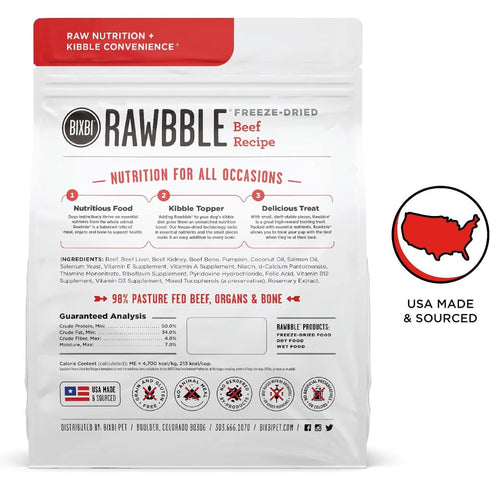 Bixbi Rawbble Freeze-Dried Beef Dog Food 12oz - Poudre Pet & Feed Supply 2