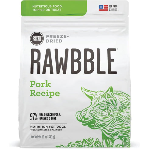 Bixbi Rawbble Freeze-Dried Pork Dog Food 12oz - Poudre Pet & Feed Supply