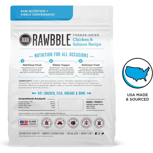 Bixbi Rawbble Freeze-Dried Chicken & Salmon Dog Food for Dogs 12oz - Poudre Pet & Feed Supply 2