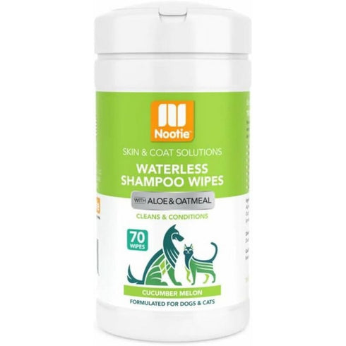 Nootie Waterless Shampoo Wipes with Aloe and Oatmeal 70 Count - Poudre Pet & Feed Supply