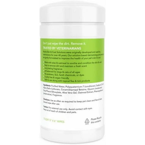 Nootie Waterless Shampoo Wipes with Aloe and Oatmeal 70 Count - Poudre Pet & Feed Supply 2