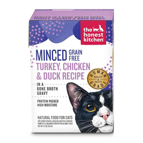 The Honest Kitchen Tetra Grain Free Minced Turkey Chicken Duck Wet Cat Food 2.8oz