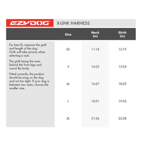 EZYDOG X-Link™ Dog Harness XL, Black, 21"-36"