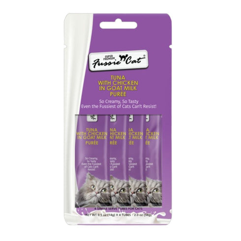 Fussie Cat Tuna Chicken in Goat Milk Puree Cat Treats 4Pk - Poudre Pet & Feed Supply 2