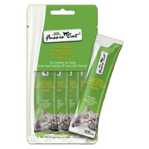 Fussie Cat Chicken Duck in Goat Milk Puree Cat Treats 4Pk - Poudre Pet & Feed Supply 2