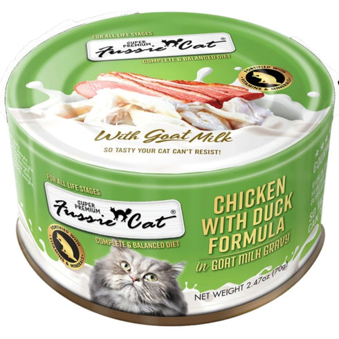 Fussie Cat Chicken Duck in Goat Milk Gravy Wet Cat Food 2.47oz - Poudre Pet & Feed Supply