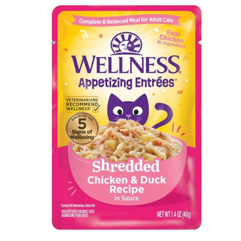 Wellness Appetizing Entrees Shredded Chicken & Duck Wet Cat Food 1.4oz Pouch - Poudre Pet & Feed Supply