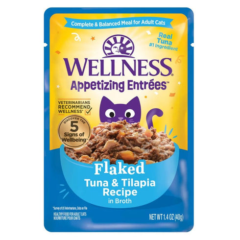 Wellness Appetizing Entrees Flaked Tuna Tilapia Wet Cat Food 1.4oz Pouch - Poudre Pet & Feed Supply