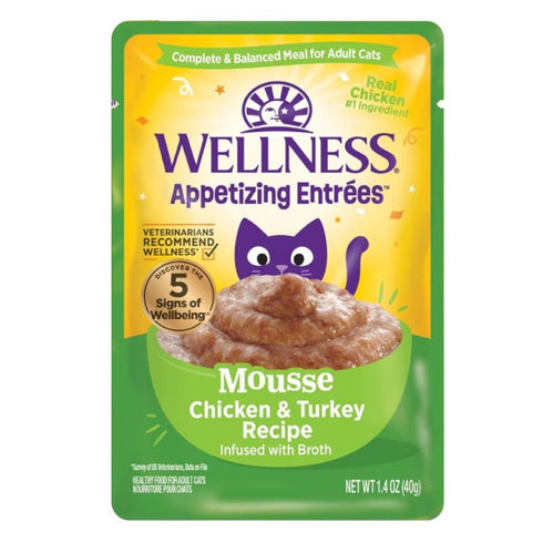 Wellness Appetizing Entrees Mousse Chicken Turkey Cat Food 1.4oz Pouch - Poudre Pet & Feed Supply
