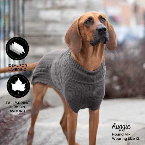 Shedrow K9 Brentwood Cable Knit Dog Sweater Plus XL Grey - Poudre Pet & Feed Supply 2