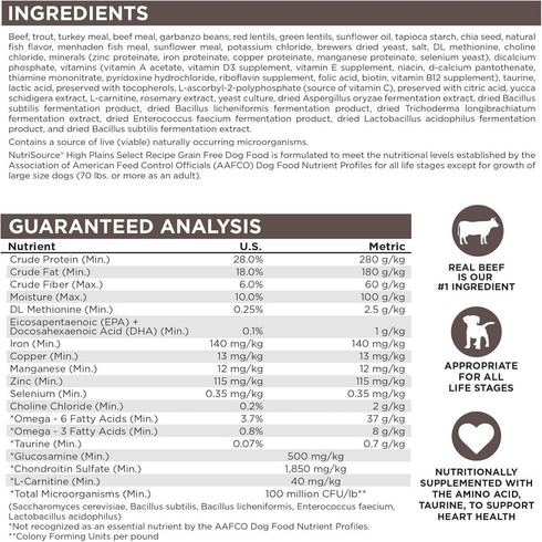 NutriSource High Plains Select Grain Free Dry Dog Food 12lb Bag
