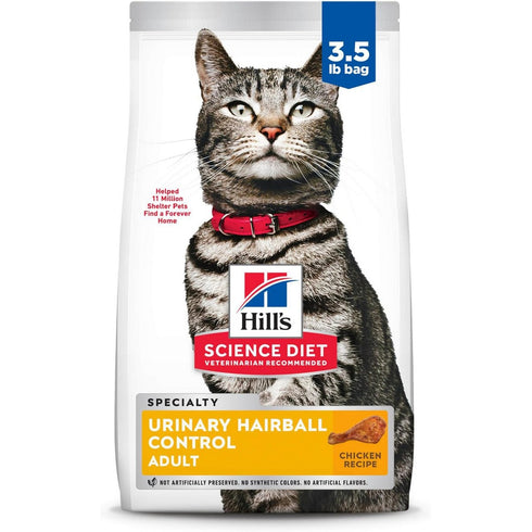 Hill's Science Diet Adult Urinary & Hairball Control Dry Cat Food 3.5lb - Poudre Pet & Feed Supply