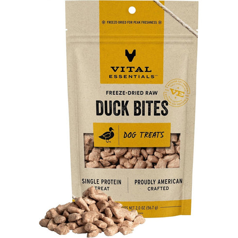 Vital Essentials Freeze Dried Raw Duck Bites Dog Treats 2oz - Poudre Pet & Feed Supply