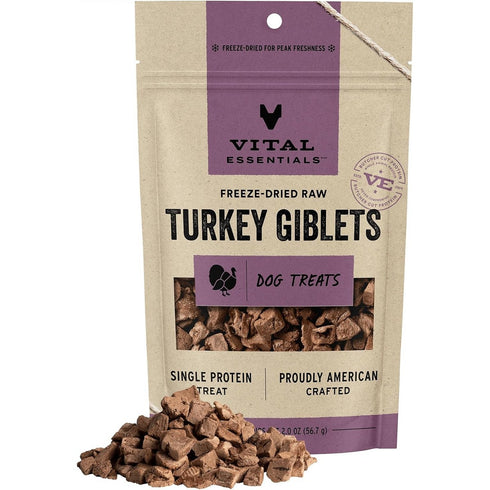 Vital Essentials Freeze Dried Turkey Giblets Raw Dog Treats 2oz - Poudre Pet & Feed Supply