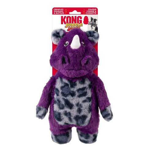 KONG Jungle Jamz Rhino Plush Dog Toy M/L Purple - Poudre Pet & Feed Supply 3