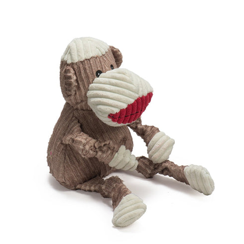 HuggleHounds Stuey Sock Monkey Knottie Plush Dog Toy 9" Small - Poudre Pet & Feed Supply 2