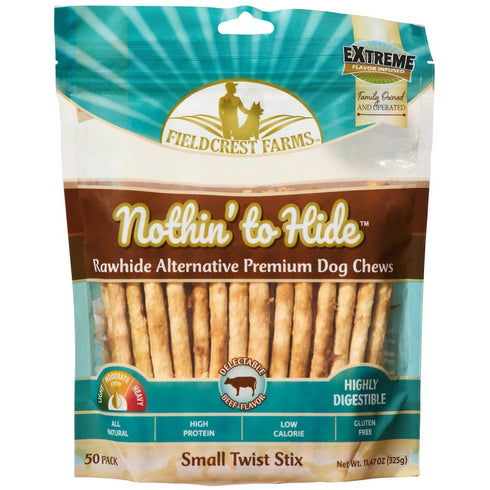 Fieldcrest Farms Nothin' To Hide Twist Stix Dog Treat Beef 50 Pk - Poudre Pet & Feed Supply