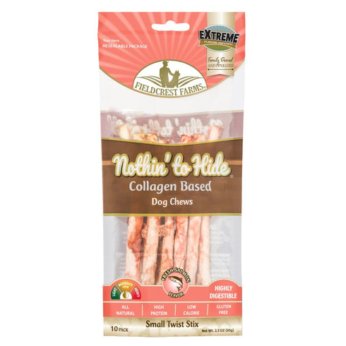 Fieldcrest Farms Nothin' to Hide Collagen Twist Stix Dog Chew Salmon Small 10 Pk - Poudre Pet & Feed Supply