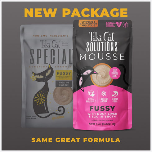 Tiki Cat Solutions Fussy Mousse Duck Liver Egg In Broth Wet Cat Food 2.4oz - Poudre Pet & Feed Supply 3