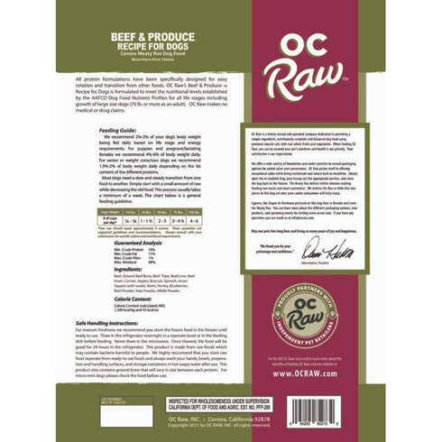 OC Raw Beef & Produce Meaty Rox Dog Food 7lb - Poudre Pet & Feed Supply 4