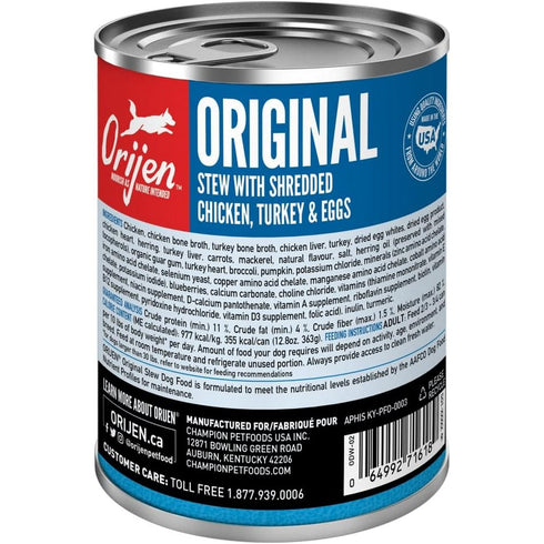Orijen Chicken Turkey Eggs Original Stew Canned Dog Food 12.8oz - Poudre Pet and Feed Supply