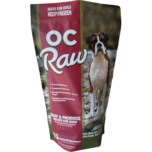 OC Raw Beef & Produce Patty Frozen Dog Food 6lb - Poudre Pet & Feed Supply