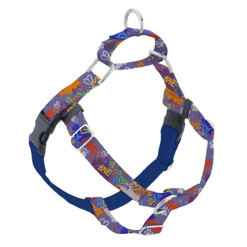 2 Hounds Design Freedom No-Pull Dog Graffiti Blue 5/8"S 14"20" - Poudre Pet and Feed Supply