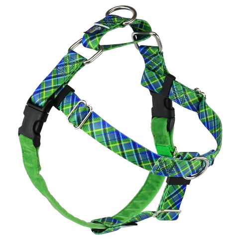 2 Hounds Design Freedom No-Pull Harness 1" Medium Electric Glow Green Plaid - Poudre Pet and Feed Supply