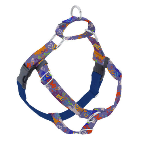 2 Hounds Design Freedom No-Pull Harness 1" Large Love Graffiti Blue - Poudre Pet and Feed Supply