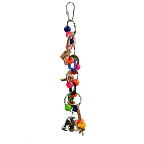 A&E Happy Beaks Plastic Chain with Leather & Ball Bird Toy - Poudre Pet & Feed Supply