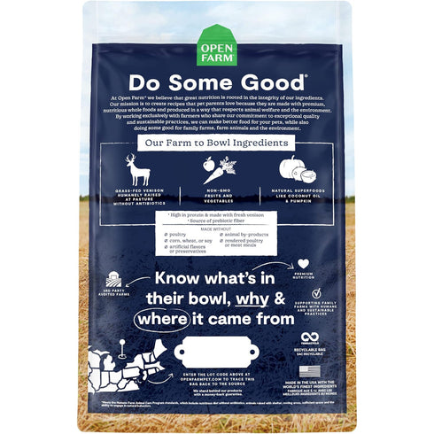 Open Farm New Zealand Venison Grain-Free Dry Dog Food 22lb - Poudre Pet and Feed Supply