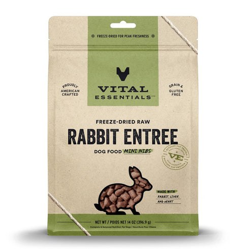 Vital Essentials Freeze-Dried Raw Rabbit Entree Dog Food Mini Nibs 14oz - Poudre Pet and Feed Supply