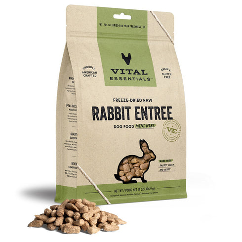 Vital Essentials Freeze-Dried Raw Rabbit Entree Dog Food Mini Nibs 14oz - Poudre Pet and Feed Supply