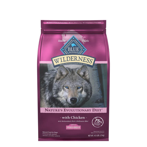 Blue Buffalo Chicken Wholesome Grain Chicken Small Bite Dry Dog Food Wilderness 4.5 lb - Poudre Pet and Feed Supply