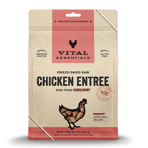 Vital Essentials Freeze-Dried Raw Chicken Entree Dog Food Mini Nibs 14oz - Poudre Pet and Feed Supply