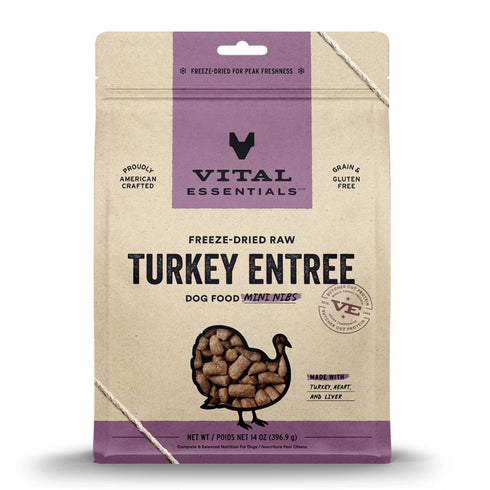 Vital Essentials Freeze-Dried Raw Turkey Entree Dog Food Mini Nibs 14oz - Poudre Pet and Feed Supply