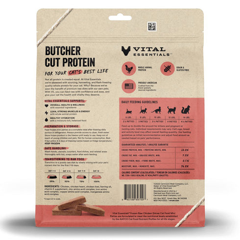 Vital Essentials Frozen Raw Chicken Entree Mini Patties Cat Food 28oz - Poudre Pet and Feed Supply