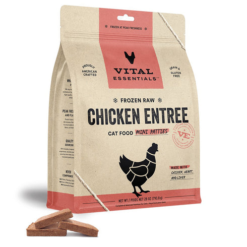 Vital Essentials Frozen Raw Chicken Entree Mini Patties Cat Food 28oz - Poudre Pet and Feed Supply