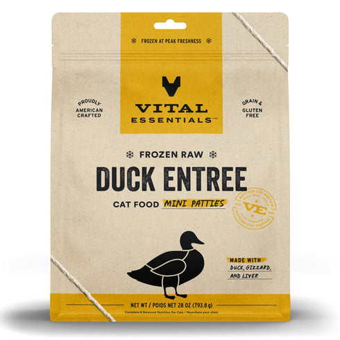 Vital Essentials Frozen Raw Duck Entree Mini Patties Cat Food 28oz - Poudre Pet and Feed Supply